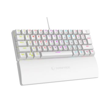 Tastatura gaming RAMPAGE PLOWER K60 White US Layout Wrist Support Blue Switch Gaming Keyboard, 37254