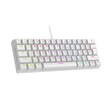 Tastatura gaming RAMPAGE PLOWER K60 White US Layout Wrist Support Blue Switch Gaming Keyboard, 37254