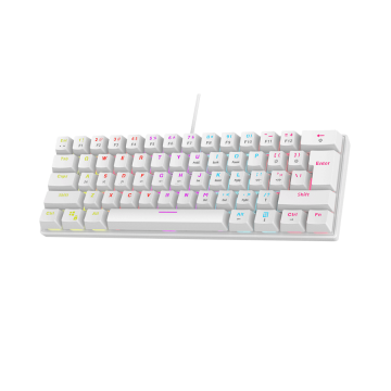 Tastatura gaming RAMPAGE PLOWER K60 White US Layout Wrist Support Blue Switch Gaming Keyboard, 37254