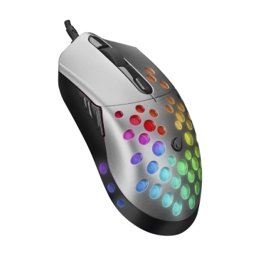 Miš gaming RAMPAGE SMX-R66 ROCKET Ultra Light silver, RGB LED, 12000dpi