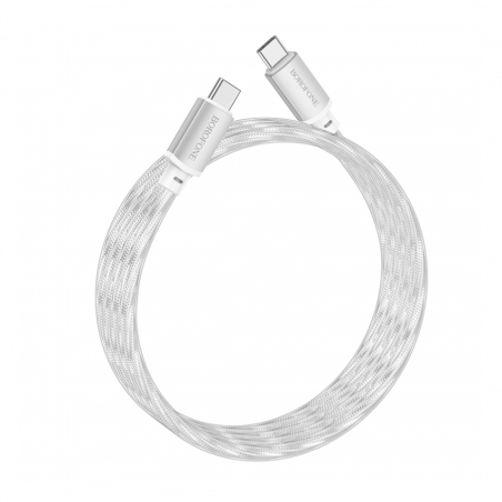 USB kabal BOROFONE BX95 Vivid 60W silicone charging data cable 1m, Type-C to Type-C silver