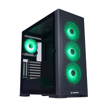 Kućište gaming RAMPAGE MAGNIFIC Mesh Magnetic Tempered Glass Black 4*12cm RGB Fan ATX Mid-T 39850