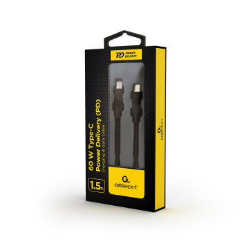USB 2.0 kabl 60W Type-C to Type-C Power Delivery (PD) charging & data cable, 1.5 m GEMBIRD CC-USB2-CMCM60-1.5M