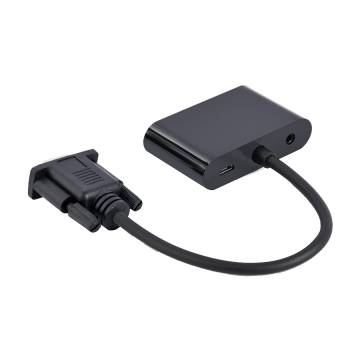 Video adapter VGA to HDMI + VGA adapter 0.15 m, black, GEMBIRD A-VGA-HDMI-02