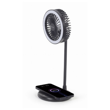 Desktop ventilator sa LED svjetlom + wireless charger GEMBIRD TA-WPC10-LEDFAN-01