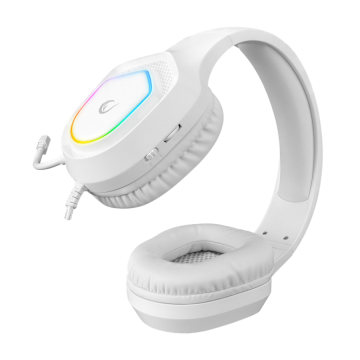 Slušalice sa mikrofonom gaming RAMPAGE RM-K90 VECTOR white, RGB LED 3,5 mm, 36299