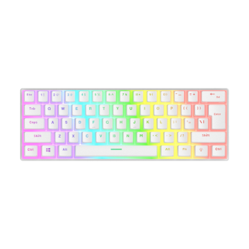 Tastatura gaming RAMPAGE RADIANT K11 white, blue switch, Type-C, RGB, US Layout, pudding keycaps, 38970