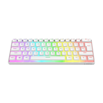 Tastatura gaming RAMPAGE RADIANT K11 white, blue switch, Type-C, RGB, US Layout, pudding keycaps, 38970