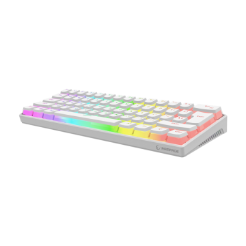 Tastatura gaming RAMPAGE RADIANT K11 white, blue switch, Type-C, RGB, US Layout, pudding keycaps, 38970