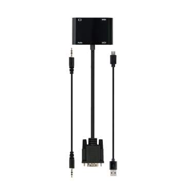 Video adapter VGA to HDMI + VGA adapter 0.15 m, black, GEMBIRD A-VGA-HDMI-02