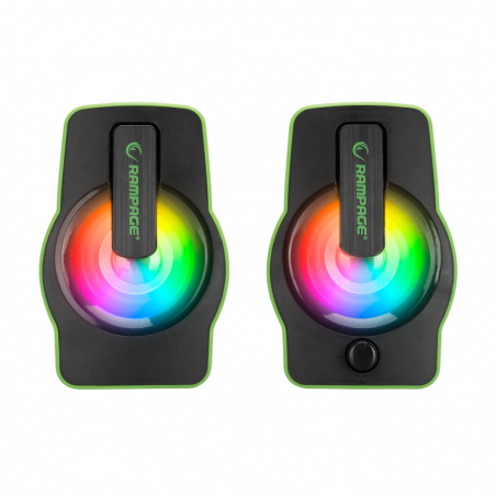 Zvučnici 2.0 gaming RAMPAGE RMS-G7 FALSETTO 2.0 6W RGB LED, green, 3,5mm + USB napajanje, 30259