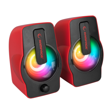 Zvučnici 2.0 gaming RAMPAGE RMS-G7 FALSETTO, 6W, RGB LED red, 3,5mm + USB napajanje, 30257