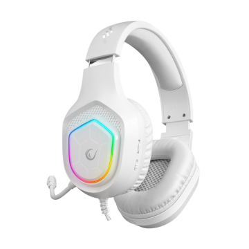 Slušalice sa mikrofonom gaming RAMPAGE RM-K90 VECTOR white, RGB LED 3,5 mm, 36299