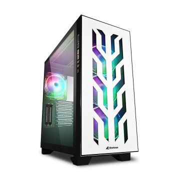 Kućište SHARKOON gaming, ELITE SHARK CA300T 4×120 mm Addressable RGB Fans, white, E-ATX