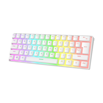 Tastatura gaming RAMPAGE RADIANT K11 white, blue switch, Type-C, RGB, US Layout, pudding keycaps, 38970