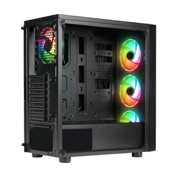 Kućište gaming RAMPAGE TRIANGLE, ATX, ventilatori 4x120mm, Auto RGB, glass, Mid-Tower, 38983