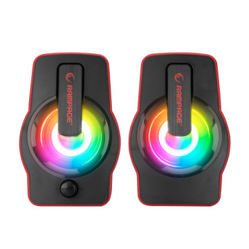 Zvučnici 2.0 gaming RAMPAGE RMS-G7 FALSETTO, 6W, RGB LED red, 3,5mm + USB napajanje, 30257