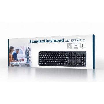 Tastatura GEMBIRD sa velikim slovima, KB-US-103, Standard keyboard, USB, US layout, black