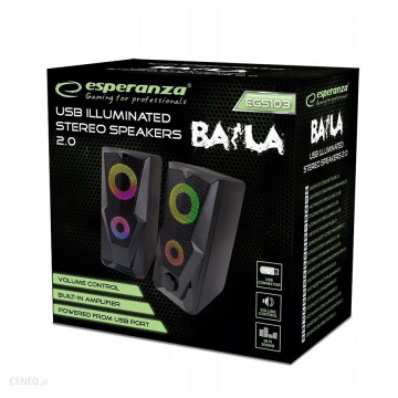 Zvučnici 2.0 ESPERANZA USB, 2.0 LED RAINBOW BAILA, EGS103