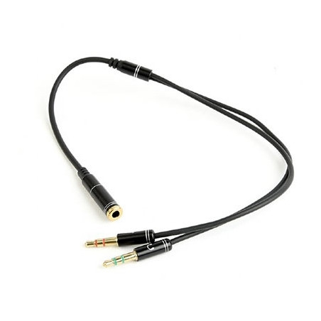 GEMBIRD audio adapter za slušalice 2×3,5mm 3pin to 1x 3,5 mm 4pin metal connector (mic/slušalice), CCA-418M