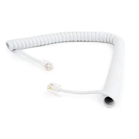 Telefonski spiralni kabl za slusalicu 2m sa konektorima RJ-10, TC4P4CS-2M-W, white, GEMBIRD