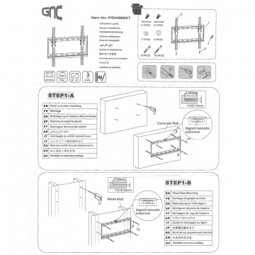Zidni nosač GNC PSW698ST, 26″-55″, 30kg, VESA 400×400, nagib, low profile 25mm