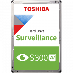 Toshiba S300 AI 10TB HDD za video nadzor, 3.5", 7200 RPM, SATA, CMR