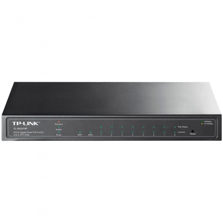TP-Link SG2210P Omada 10-Port Gigabit Smart Switch with 8 Gigabit PoE+ ports and 2 x SFP slots, 61W total PoE budget, Static