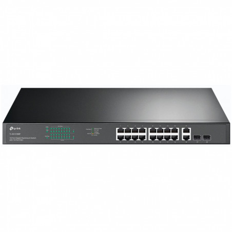 TP-LINK 18-port gigabit Unmanaged switch with 16 PoE+ ports, 18 10/100/1000Mbps RJ-45 port, 2 combo SFP ports, compliant with