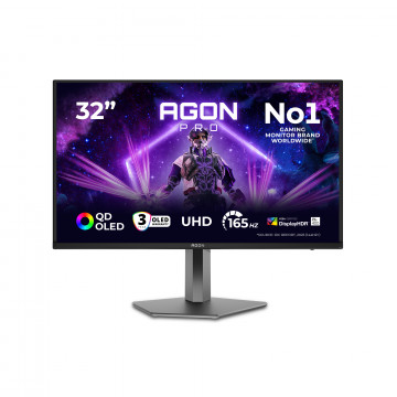 AOC Agon PRO AG326UD 31.5" QD-OLED Gaming Monitor, 4K UHD 3840x2160, 165Hz, 0.03ms, DisplayHDR 400, Adaptive Sync, G-Sync