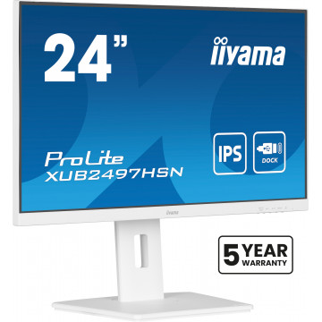 IIYAMA Monitor LED XUB2497HSN-W2 23.8" IPS 1920 x 1080 @100Hz 16:9 300 cd/m² 1300:1 1ms HDMI DP USB-C 65W RJ45 height, swivel,