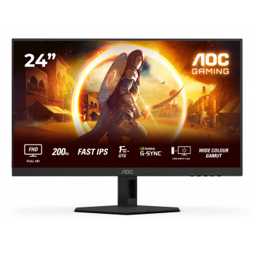 AOC Monitor Gaming 24G4HRE 24" (23.8") Fast IPS, 1920x1080, 200Hz, 0.5ms MPRT (1ms GtG), 300 cd/m2, 1000:1, Adaptive Sync,