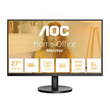 AOC MONITOR 27'' BUSINESS, F, IPS, FHD, 100HZ, 1920x1080, 1MS, SPEAKERS, TILT, HDMI, USB-C, USB-HUB, VESA COMPATIBLE, BLACK, 3