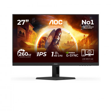 AOC Monitor Gaming 27G4ZRE 27", FHD (1920x1080), Fast IPS, 260Hz (OC), 1ms (GtG), 300 cd/m2, 1000:1, Adaptive Sync, G-Sync