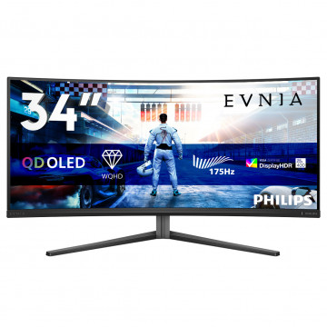 Philips Monitor Evnia 34M2C6500/00 34'' QD-OLED, 21:9, 3440x1440 (UltraWide QHD), 175Hz, 0.03ms, 250 cd/m² (SDR), 1000 cd/m²