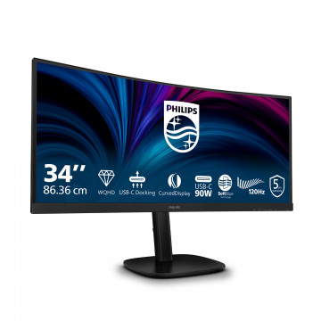 Philips 34B2U3600C 34" zakrivljeni monitor, WQHD 3440x1440, USB-C 90W