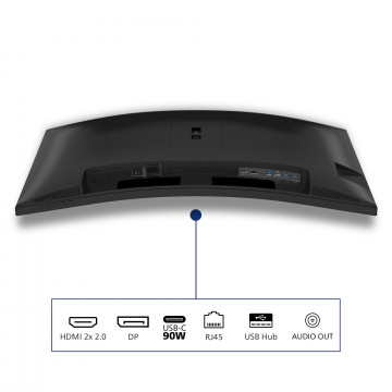 Philips 34B2U3600C 34" zakrivljeni monitor, WQHD 3440x1440, USB-C 90W
