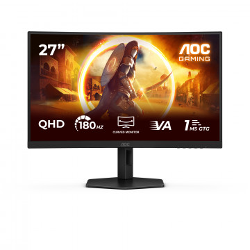 AOC Monitor Gaming CQ27G4X Curved 27", QHD (2560x1440), Fast VA, 1500R, 180Hz, 1ms (GTG), 300 cd/m2, 4000:1, Adaptive Sync,
