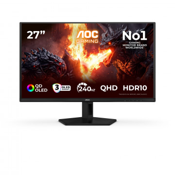 AOC Monitor Gaming OLED Q27G41ZDF 26.5", QHD (2560x1440), QD-OLED, 240Hz, 0.03ms, 400 cd/m2, Adaptive Sync, G-Sync Compatible,
