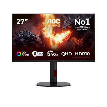 AOC Monitor Gaming OLED Q27G4ZDR 27" (26.5 viewable), QHD (2560x1440), QD-OLED, 240Hz, 0.03ms, 400 cd/m2, Adaptive Sync,