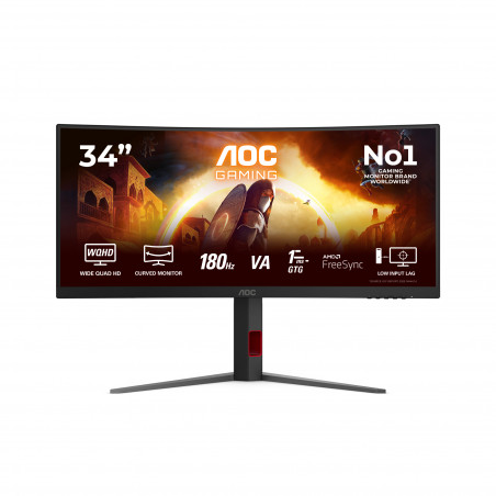 AOC CU34G4 gaming monitor 34" zakrivljeni, 3440x1440, 180Hz, 0.5ms MPRT