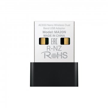 Mercusys MA20N AC650 Nano Wi-Fi USB adapter, 2.4 GHz i 5 GHz, USB 2.0