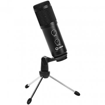 LORGAR Soner 313 gaming mikrofon, USB kondenzatorski, crni, s regulatorom glasnoće