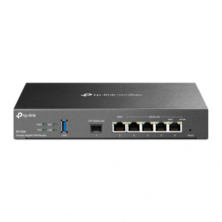 TP-Link ER7206 Omada Gigabit Multi-WAN VPN Router, 1× G SFP WAN Port, 1× G RJ45 WAN Port, 2× G WAN/LAN RJ45 Ports, 2× G RJ45