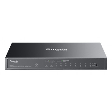 TP-Link ES210GP Omada 10-Port Gigabit Easy Managed Switch with 8-Port PoE+, 8x Gigabit PoE+ Ports, 1x Gigabit Non-PoE Ports,