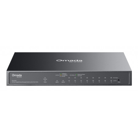 TP-Link ES210GP Omada 10-Port Gigabit Easy Managed Switch with 8-Port PoE+, 8x Gigabit PoE+ Ports, 1x Gigabit Non-PoE Ports,
