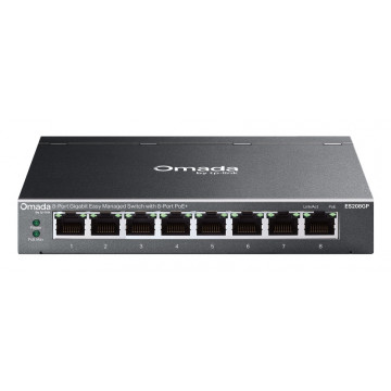 TP-Link ES208GP Omada 8-Port Gigabit Easy Managed Switch with 8-Port PoE+, 8x G PoE+ Ports, 802.3at/af, 64 W PoE Power,