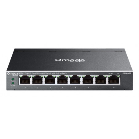 TP-Link ES208GP Omada 8-Port Gigabit Easy Managed Switch with 8-Port PoE+, 8x G PoE+ Ports, 802.3at/af, 64 W PoE Power,