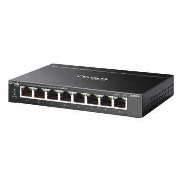 TP-Link ES208GP Omada 8-Port Gigabit Easy Managed Switch with 8-Port PoE+, 8x G PoE+ Ports, 802.3at/af, 64 W PoE Power,