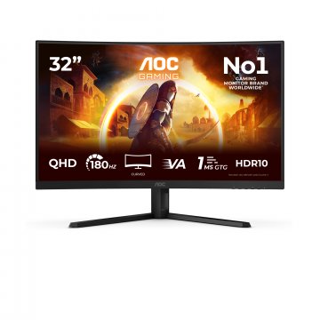 AOC Monitor Gaming CQ32G4VE Curved  31.5” FAST VA, 16:9, 2560x1440, 180Hz, 0.5ms, 300 cd/m2, 3500:1, Audio, HDMI, DP, 3-sided